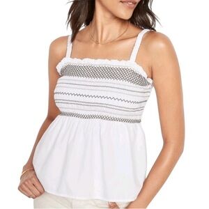 NWT Old Navy Sleeveless Smocked Babydoll Top Calla Lillies Tank Top XL